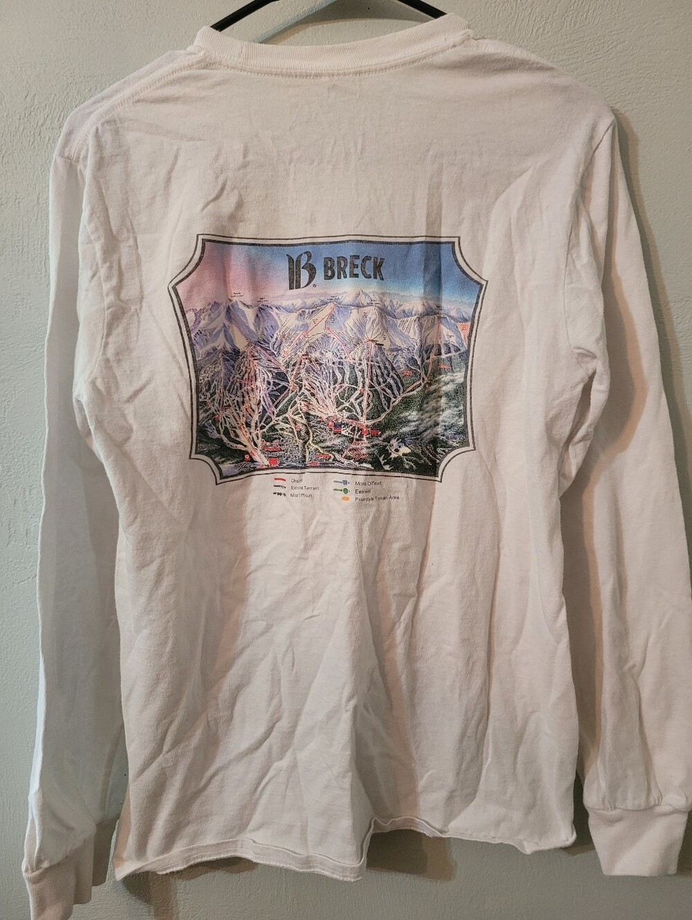 Vintage Breckenridge Graphic Trail Map 100% Cotton Long Sleeve Tee Size Small!